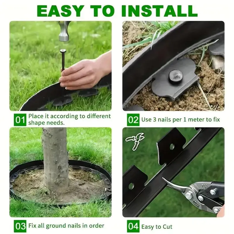 Landscape Edging, Flexible Garden Lawn Border with Anchoring Spikes, Decorative Garden Edging for Grass & Flower Beds Separation 2