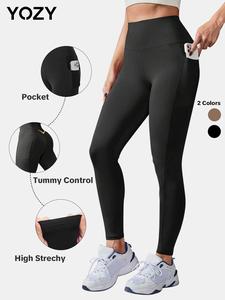 YOZY-GOOO High Waist Pocket Leggings/ Casual Comfy Breathable Skinny Pants for All Seasons, 2024 Women's Bottoms for Daily Wear