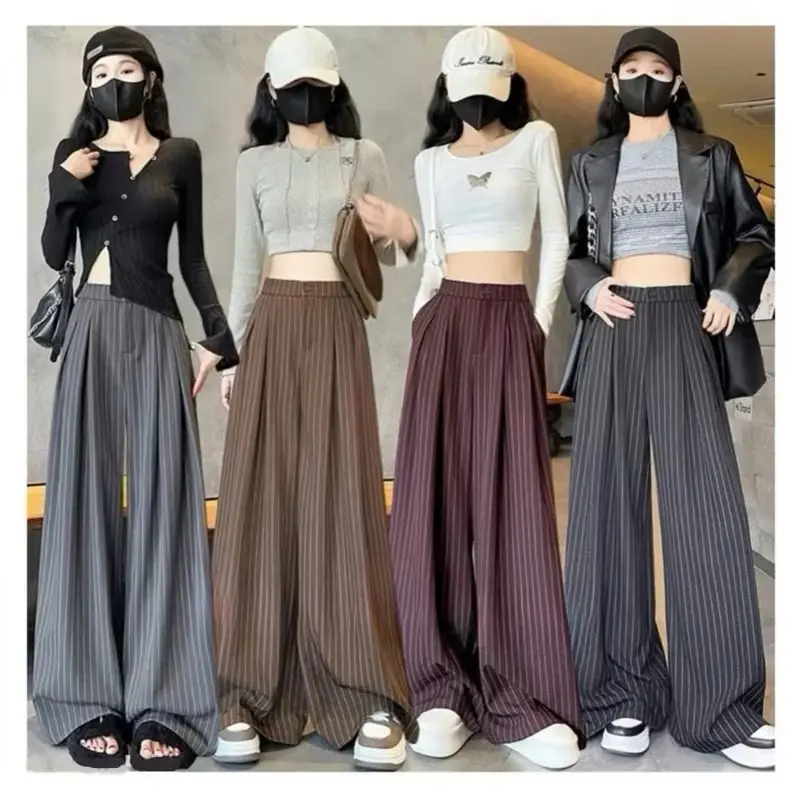 QUẦN SUÔNG GOLD HÀN KẺ SỌC ỐNG SIÊU RỘNG, DÀI 103CM PHONG CÁCH STRIPED PANTS