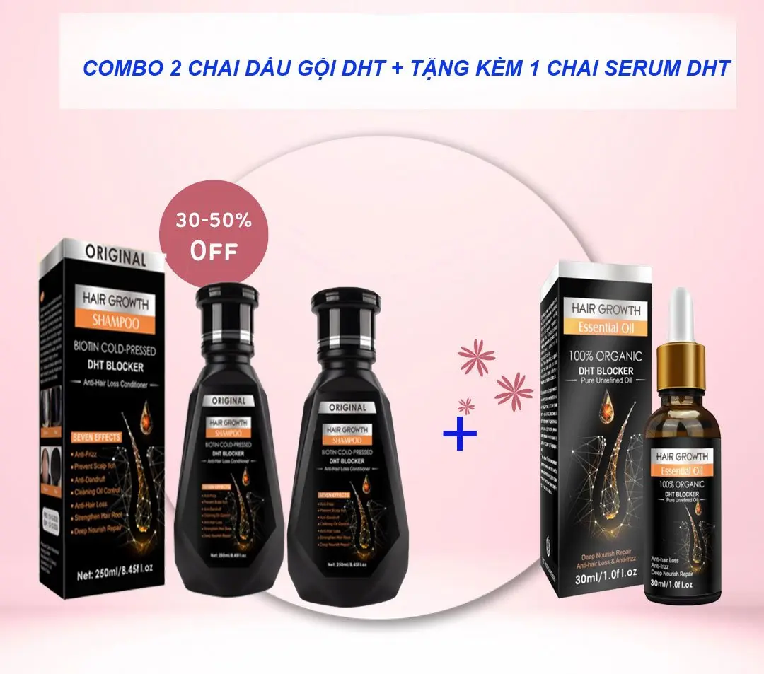 combo 2 chai dầu gội DHT kích thích mọc tóc tặng serum