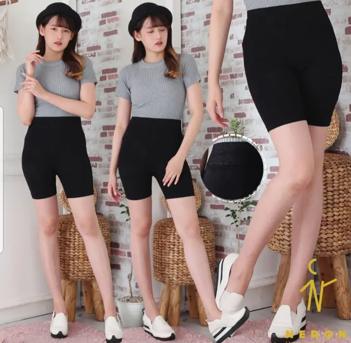 LEGING HOTPANT IMPORT / LEGGING PENDEK WANITA Hitam Melar