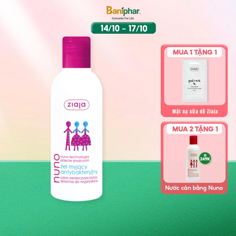 [ĐỘC QUYỀN LIVESTREAM] Sữa Rửa Mặt Ziaja Nuno Cho Da Dầu Và Da Bị Mụn Trứng Cá Dạng Gel Làm Sạch Da, Giúp Da Mềm Mịn, Thoáng Lỗ Chân Lông 200ml