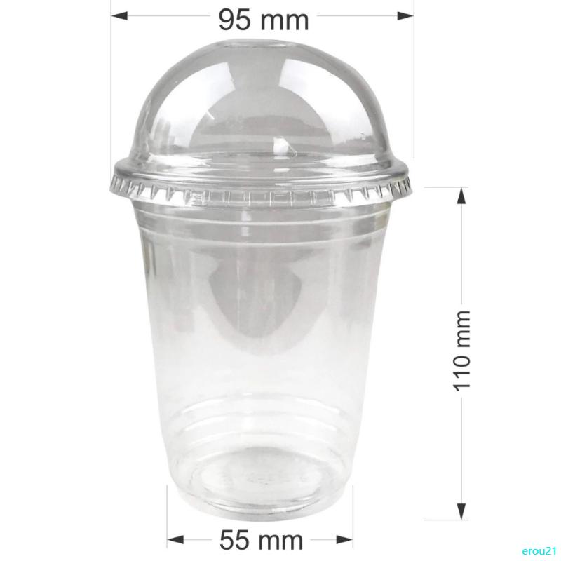 erou21 Cốc Đựng Trà Sữa 360ml Đế Bằng Nắp Cầu BẾP LISA 2