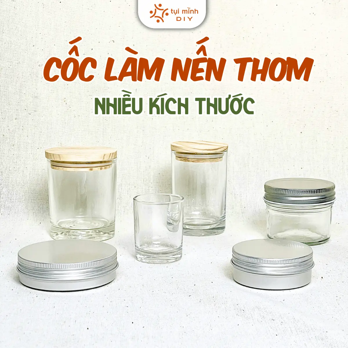 Cốc Làm Nến Thơm Nắp Gỗ, Ly Thủy Tinh Đựng Nến Thơm Nắp Thiếc, Hộp Thiếc, Dụng Cụ Làm Nến Thơm