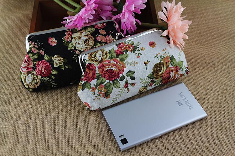 Product Introduction of Fabric Women's Wallet Long Rose Canvas Coin Purse Printed Clutch Student Pencil Case 6