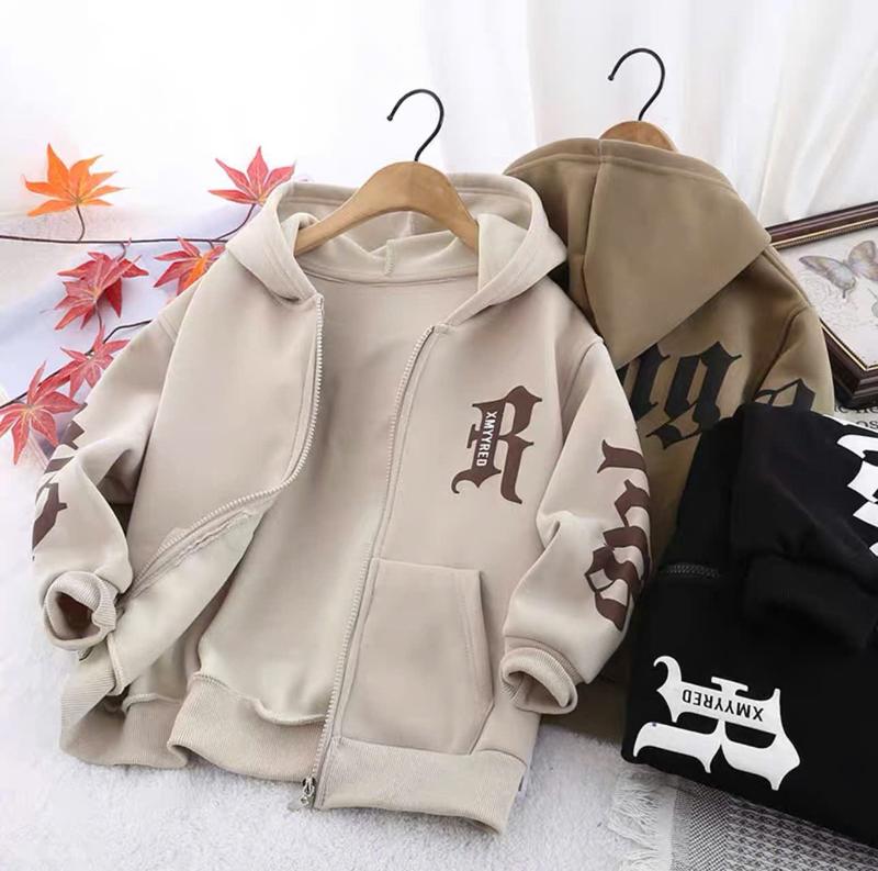 Áo khoác chất nỉ bông 14-48kg cho cả bé trai và bé gái mẫu R. Áo khoác bé trai, Áo khoác bé gái, Áo Khoác giữ ấm - A07