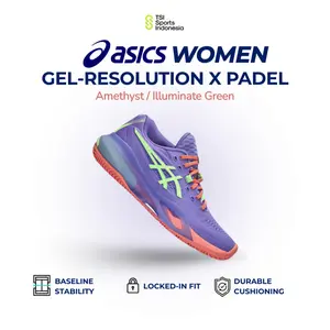 Sepatu Padel Wanita Asics GEL-RESOLUTION X Amethyst / Illuminate Green Padel Shoes Original