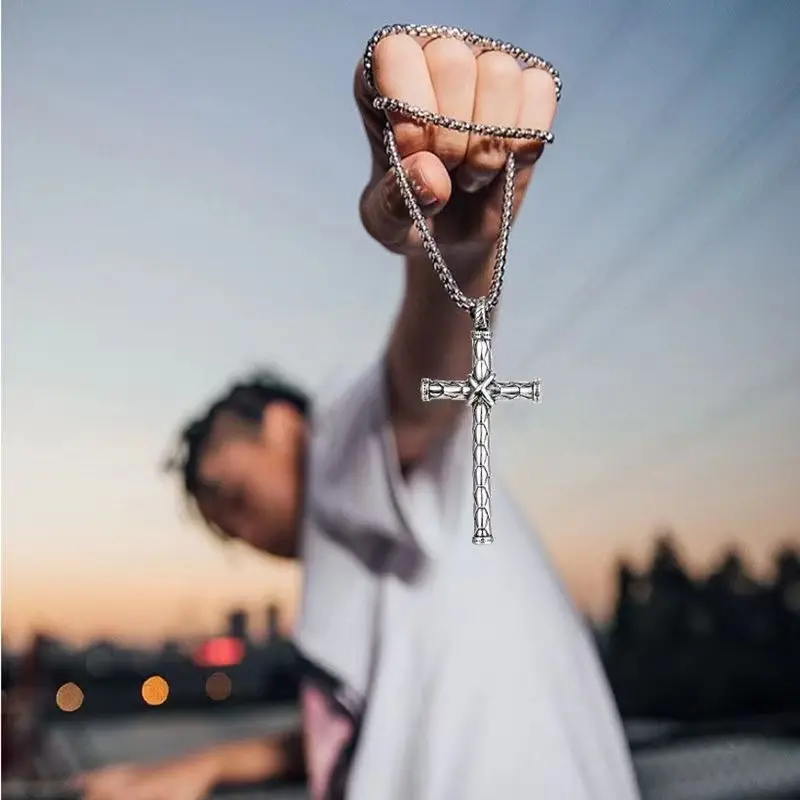 Vòng Cổ Chữ Thập, Phong Cách Hip Hop Châu Âu, Mặt Dây Chuyền Nam, Làm Bằng Thép Không Gỉ, Thích Hợp Cho Phong Cách Punk, Xuyên Biên Giới 1