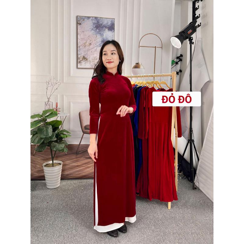   Riêng Áo dài truyền thống  vải Nhung tuyết cao cấp cổ trụ 2.5cm trẻ đẹp. Nhiều màu xinh hợp cho giới trẻ và trung niên 