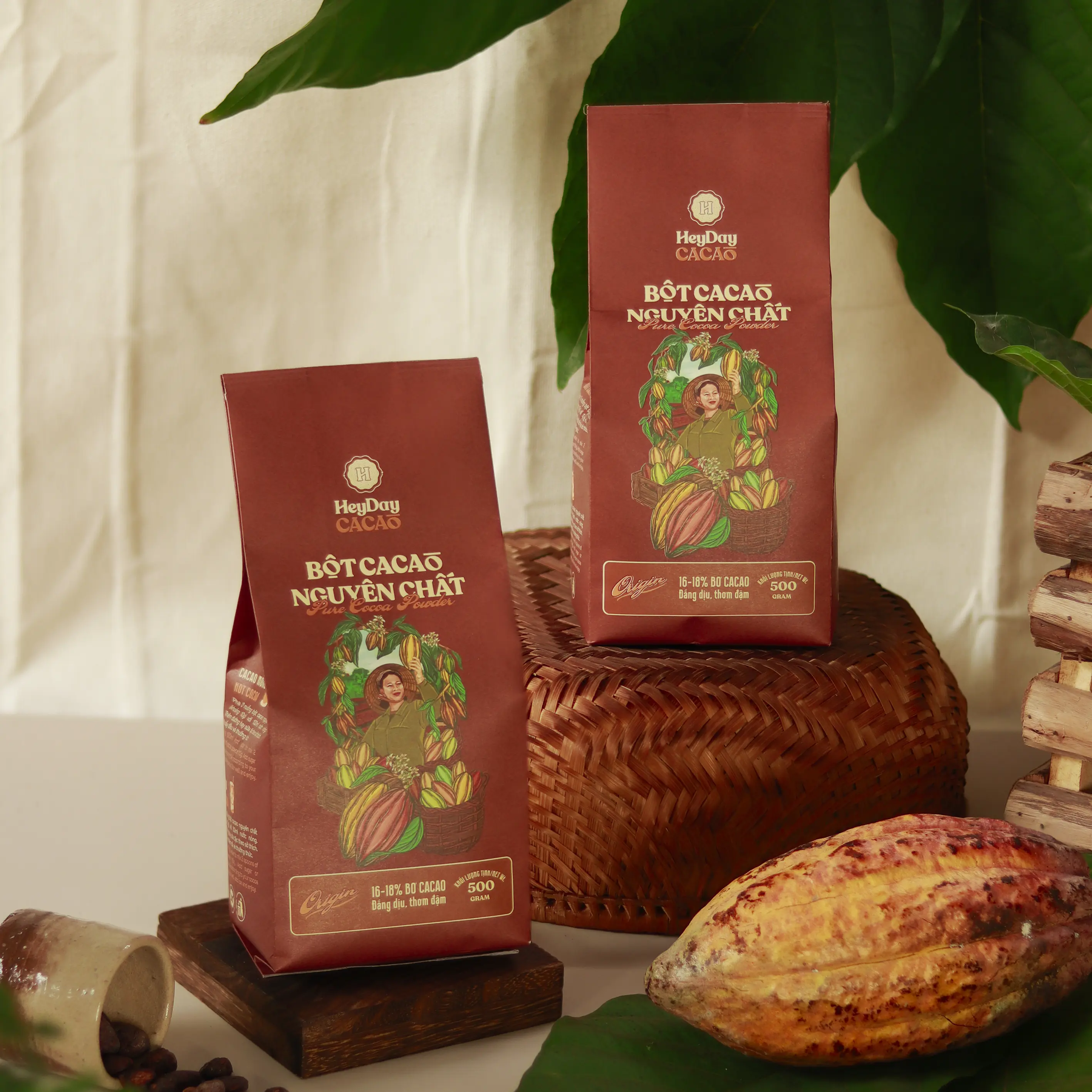 Bột cacao nguyên chất - Dòng Origin thượng hạng - Túi giấy 500g - Heyday