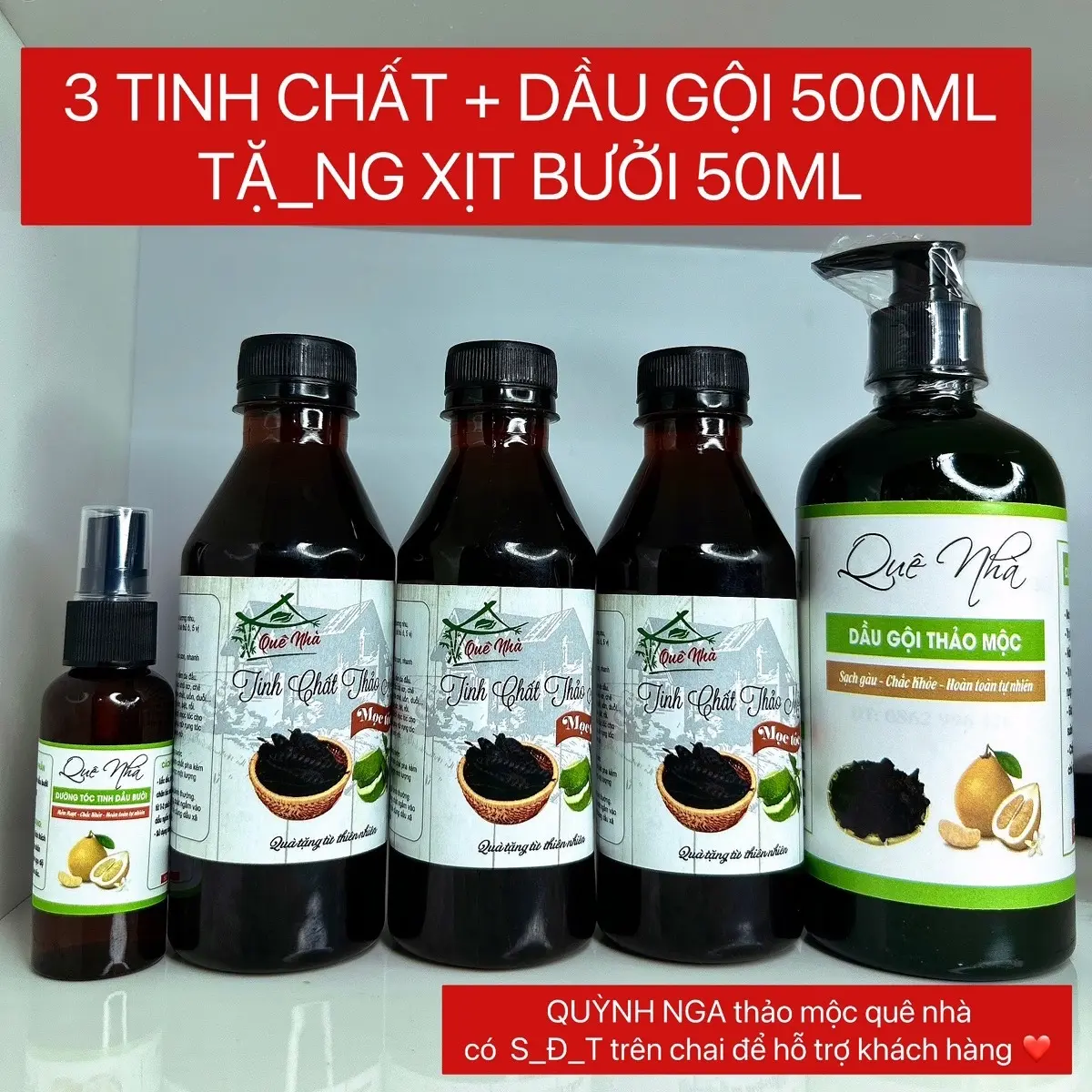 3 tinh chất + dầu gội lớn (500ml) Nữ