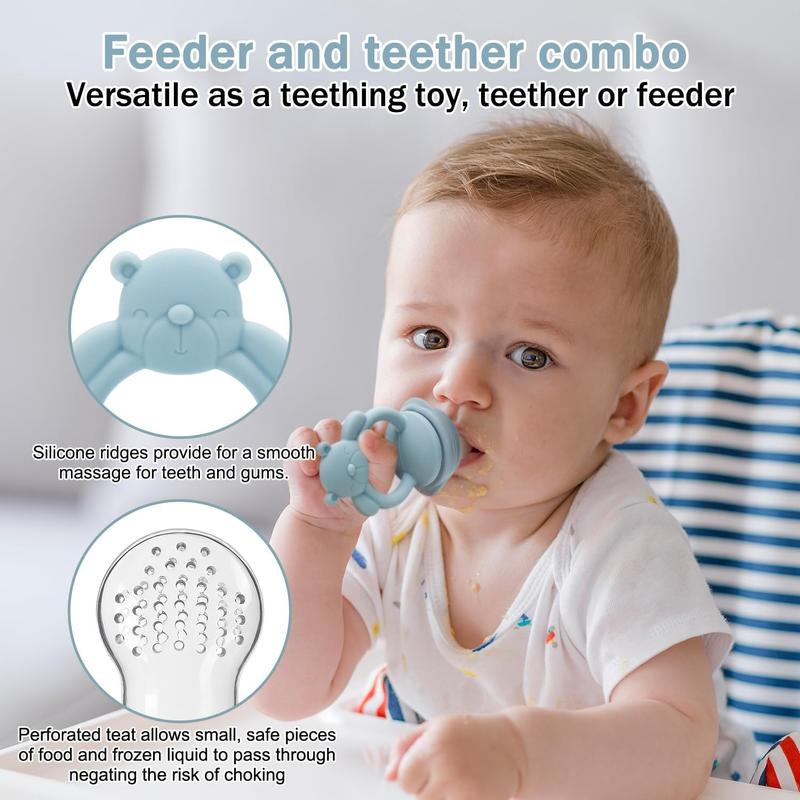 Product Introduction of Cartoon Bear Design Baby Food Pacifier with Ice Cube Tray, 2 Counts/set Baby Fruit and Vegetable Feeder & Ice Mold, Baby Fruit Feeder, Baby Teether Pacifier, Baby Essentials, Baby Stuff, Baby Essentials, Baby Items, 99p UK Tiktok Shop 7