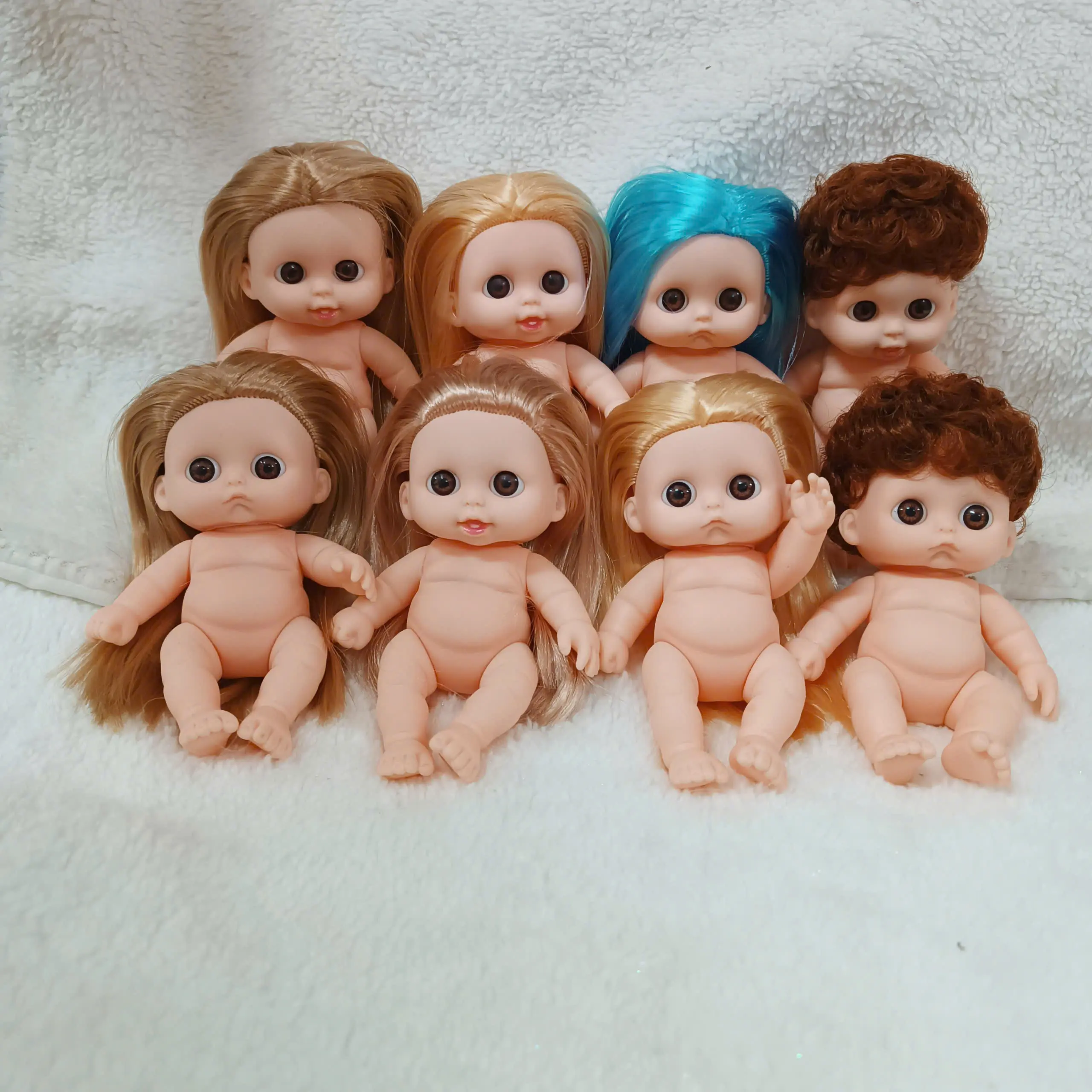 69k Búp Bê Tái Sinh Nhựa Mềm Mắt To Có Tóc 12 cm 5 inch Vinyl Reborn Baby Doll