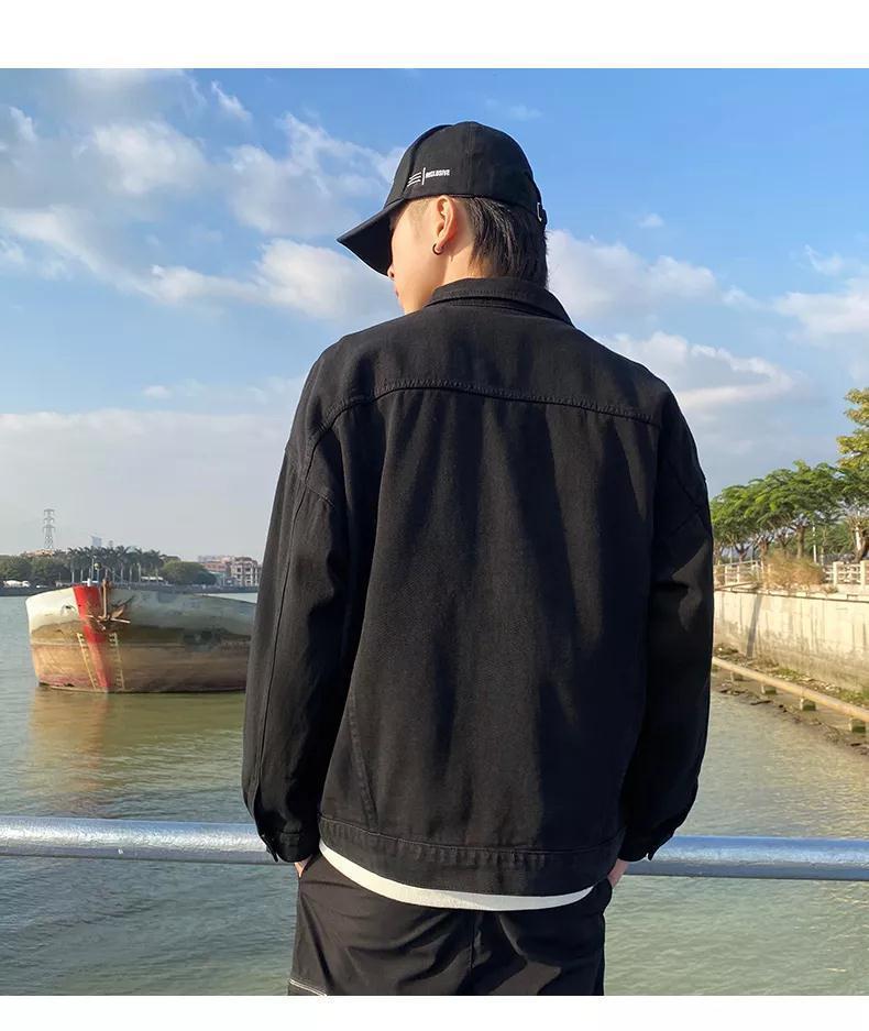 Product Introduction of Áo Khoác Denim, Shi, Thiết Kế Đơn Giản Và Rộng Rãi, Thích Hợp Cho Mùa Xuân Và Mùa Thu, Thương Hiệu Thời Trang Mới, Phong Cách Thường Ngày Cổ Polo, Áo Khoác Dụng Cụ Menswear Nam Jacket Có Túi 12
