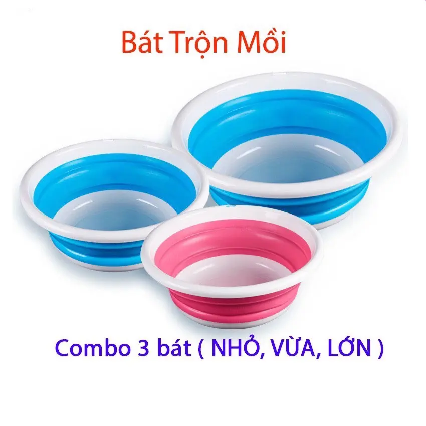 Bát trộn mồi câu cá tiện lợi, khay trộn mồi silicon siêu bền, gấp gọn