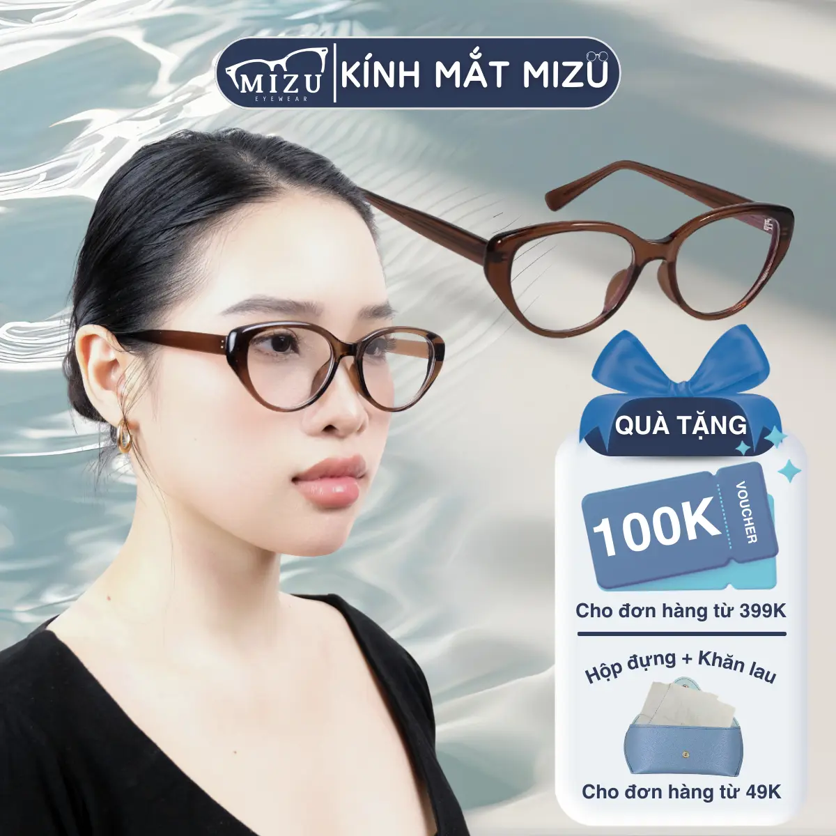 Gọng Kính Mắt Mèo Nữ MIZUEYEWEAR, Kính Không Độ Sang Chảnh Gọng Nhựa Bản Dày Ôm Mặt Chống Mỏi Mắt - "Hoa"