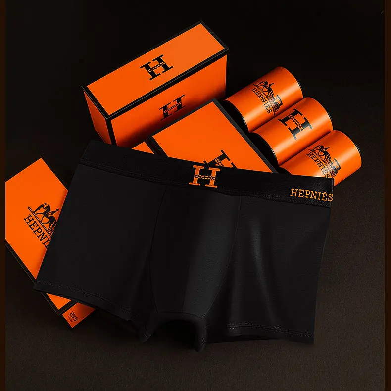 [HEPNIES ISI 3PCS kemasan plastik ziplock] Celana dalam boxer pria kemasan menarik, sejuk, antibakteri, elastis, berbahan modal dan desain trendy 4