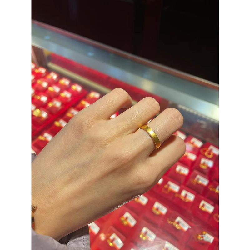 Ancient inheritance titanium steel plated 18K gold ring men and women classic plain ring couple ring non-fading index finger jewelry 3