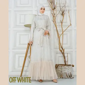 GAMIS NAFEEZA BAHAN OUTER ORGANZA MILKY BORDIR + BAHAN INNER WARBA BAMBO SILK + TILE TUTU