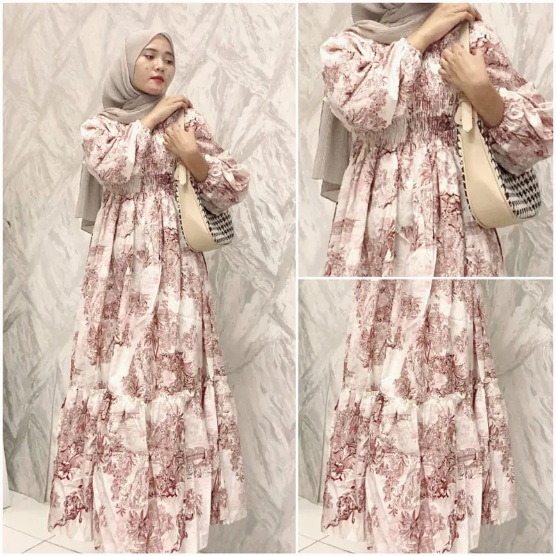 BEFA - Long Dress Andini Smock Sabrina Motif Kekinia Bahan Katun Mikro Casual Wanita Midi Panjang 3
