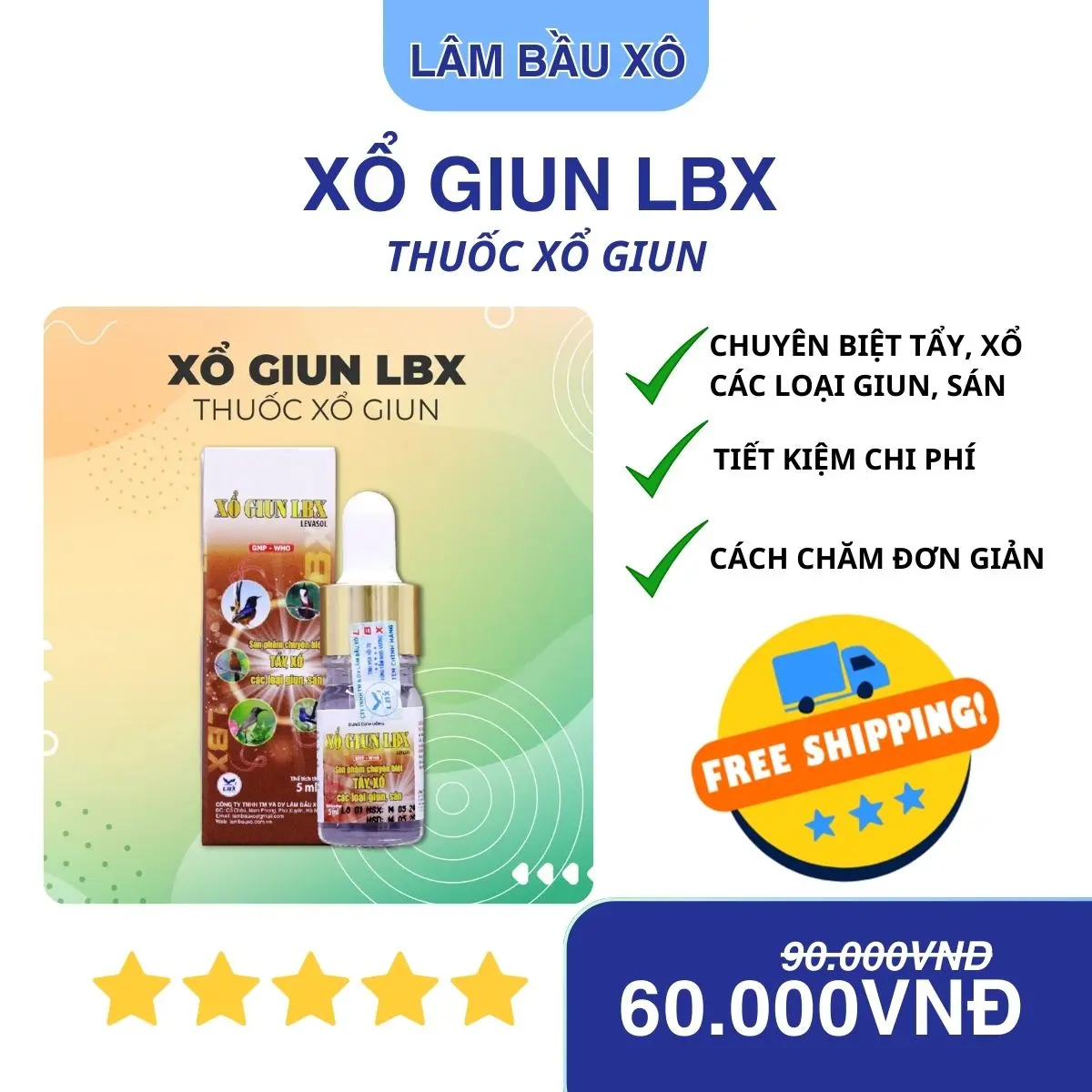 XỔ GIUN Chim Cảnh-LBX /tẩy xổ các loại giun sán/kí sinh trùng cho tất cả các dòng chim cảnh/dễ sử dụng /được anh em nghệ nhân khắp nơi tin dùng