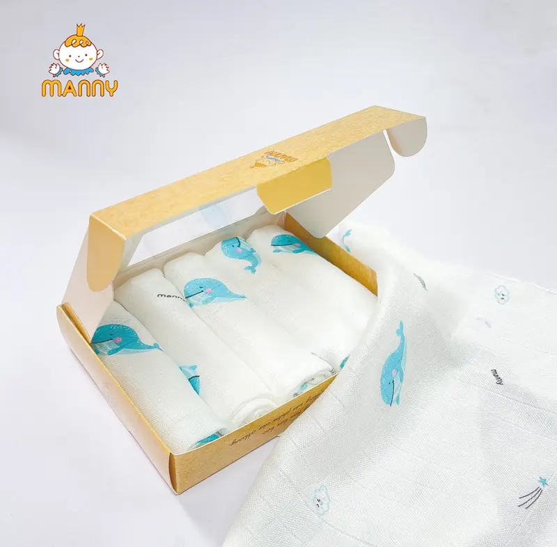 Set 5 Khăn Sữa Sợi Tre Manny Cao Cấp Chính Hãng (2-4 Lớp) Mềm Mịn, Thấm Hút, Kháng Khuẩn Cho Bé 6