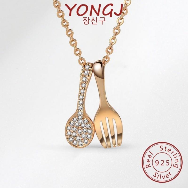 Product Introduction of New Fashion 925 Silver Diamond Spoon Fork Necklace for Women 19