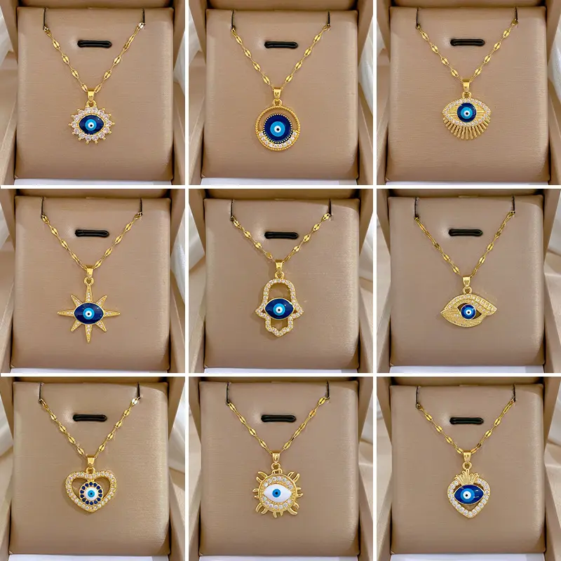 Blue Eyes Niche Exaggerated Design Micro Inlaid Shining Titanium Steel Necklace Female Girlfriends' Gift Gift for Girlfriend