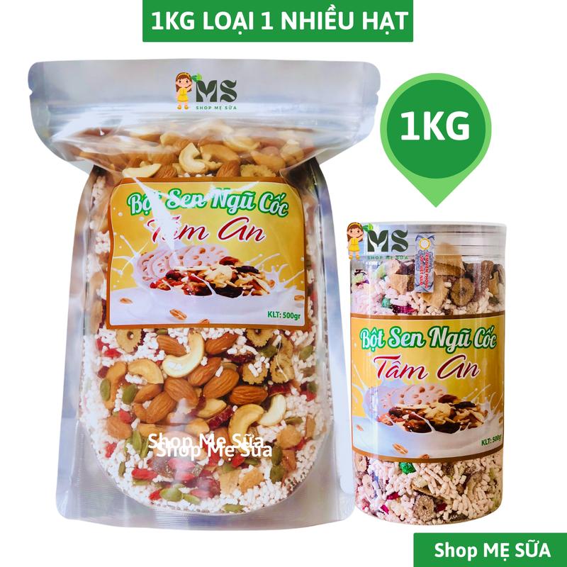 [Loại 1 Nhiều Hạt] 1Kg Bột Sen Ngũ Cốc Mix Hạt Dinh Dưỡng Tâm An, Bột củ sen EatClean, Dưỡng Nhan và Granola - Shop Mẹ Sữa