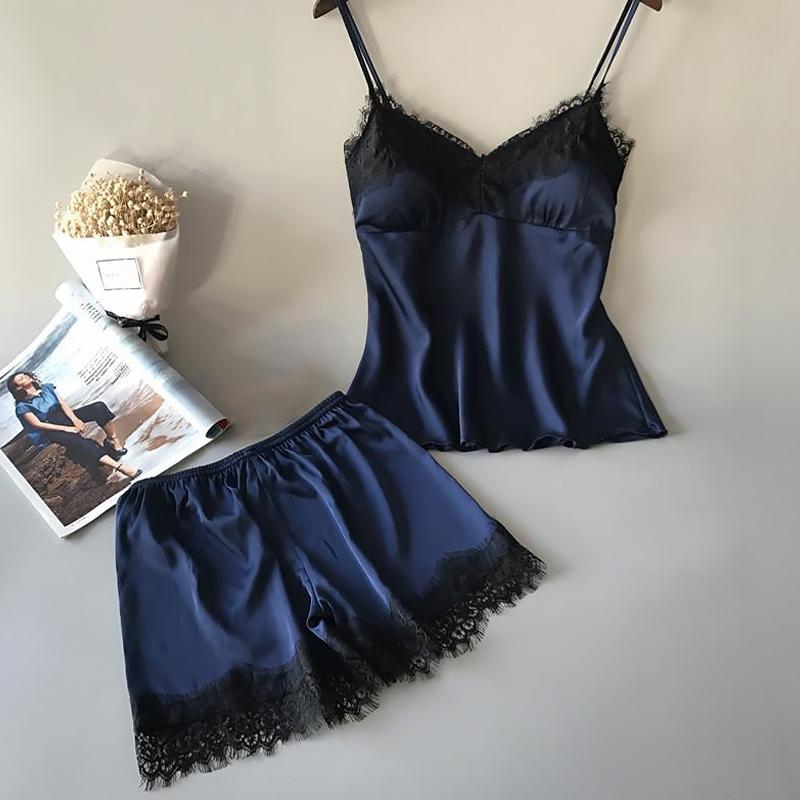 Product Introduction of Sut Piyama Renda, Rekaan Seksi, Untuk Wanita, Leher V, Pakaian Tidur, Pakaian Dalam, Pakaian Tidur Kasual 22
