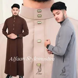 Jubah Slimfit MOHA Gamis pria Jubah Pria Muslim jubah alfaan gamis pria Alzan busana muslim jubah hitam jubah putih jubah lengan panjang Kancing Manset Polyester Dewasa - HITAM, L