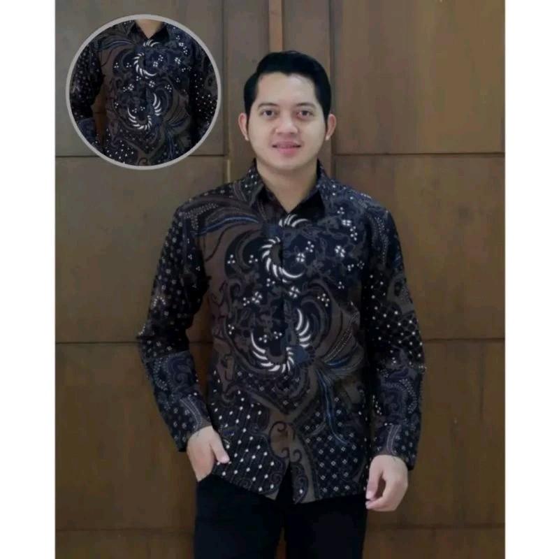 Kemeja Batik Lengan Panjang Pria Untuk Kondangan atau acara Formal Katun 3