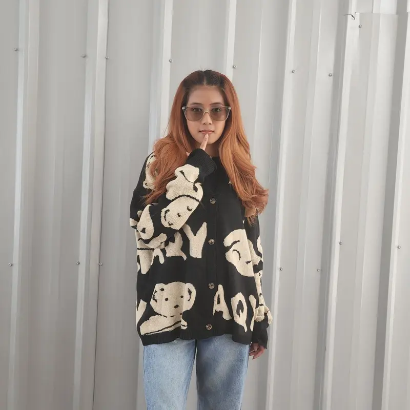 (COD) (SYUA PROJECT) AQY BEAR OUTER CARDIGAN RAJUT CEWEK LUCU 5