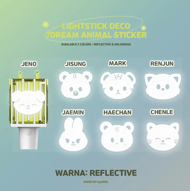 ANIMAL NCT DREAM LIGHTSTICK DECO STICKER REFLECTIVE HOLOGRAM (neobong initial name nama inisial reflektif) 1