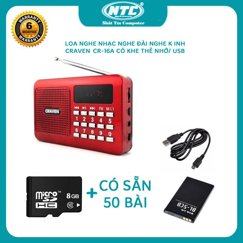 [KÈM THẺ HOẶC KHÔNG THẺ] Loa nghe đài Craven CR-16 hỗ trợ khe USB / thẻ nhớ / jack cắm tai nghe (Đỏ)