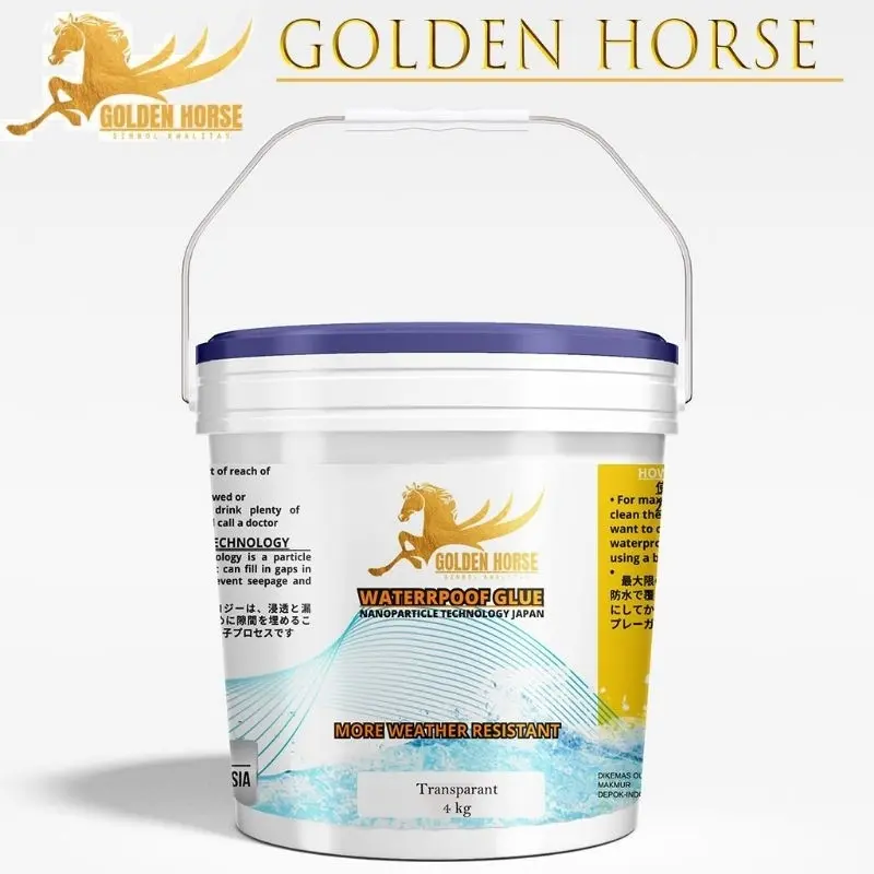 Lem Transparan Pelapis Tembok/ Beton Anti Bocor 4kg - GOLDEN HORSE / Kedap Air / Tahan Jamur Untuk Tembok super Kuat / Segala Jenis Permukaan Tembok / Pelapis Dinding Tembok Exterior