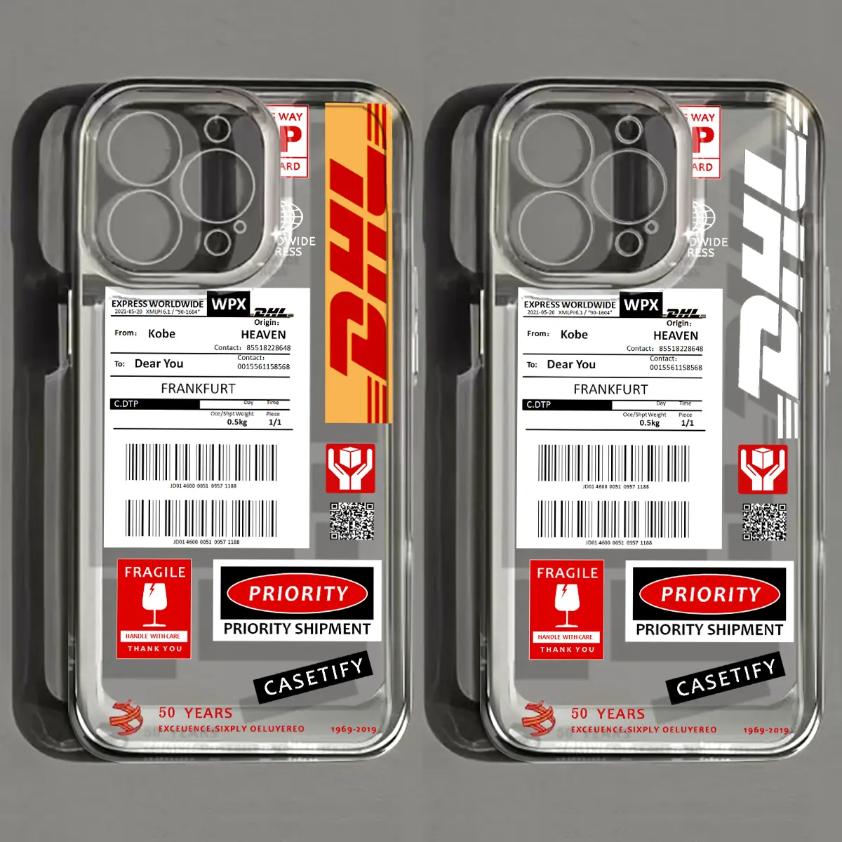 Sarung telefon lutsinar dengan reka bentuk logo yang bergaya untuk iPhone 13 Pro Max, 11, 12, 14 Pro Max, 7, 8 Plus, 11, XR, SE