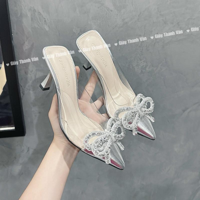  ￼Cao gót nơ bạc cao 5 phân  G0116  PHOM NHỎ 