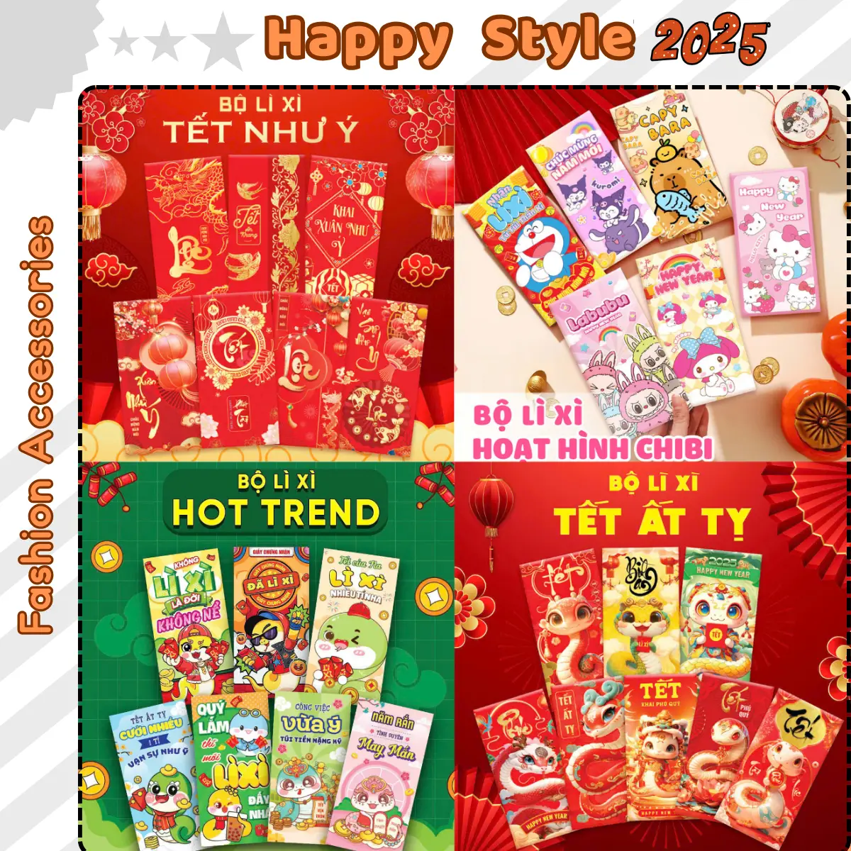 Bao Lì Xì Tết 2025 Ất Tỵ Hình Truyền Thống Tổng Hợp Nhiều Mẫu Chất Đẹp