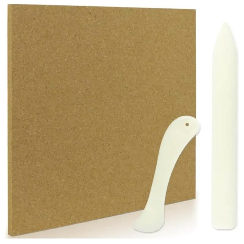 Square Cork Board, 1 Count Message Board with Burnishers, Heat Resistant Work Surface with Cutting Mat, Tools & Kit for Table & Countertop, Decor 0