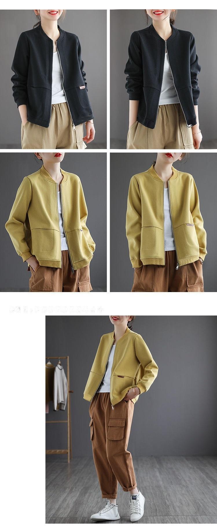 Product Introduction of Women's Sweater Women's Spring and Autumn New Fashion Loose Zipper Cardigan Sweater Casual Baseball Uniform Womenswear Coats 8