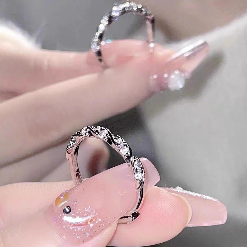 Nhẫn Kim Cương Bạc 925, Nữ, Độc Đáo Ins, Cao Cấp, Ưa Nhìn, Đơn Giản Và Thanh Lịch, Có Thể Điều Chỉnh, [Lmy], Thích Hợp Làm Nhẫn Vụ Xơ 1