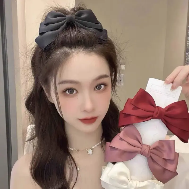 Three-layer Bow Hairpin, Duck Bill Clip on The Run, Princess Hair Accessories Top Clip, Ribbon, Adult Hair Accessories, Versatile Head Jewelry