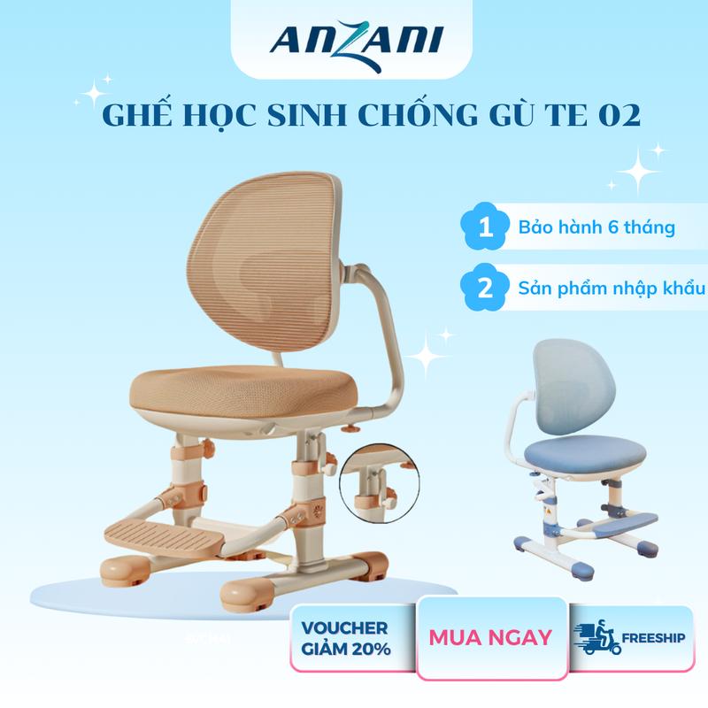 {TE02} Ghế trẻ em chống gù cho bé Anzani Tựa lưng thoáng khí Để chân nâng hạ linh hoạt Nâng hạ tay quay Cho bé từ 3-15 tuổi g he nhựa Chiều cao có thể điều chỉnh