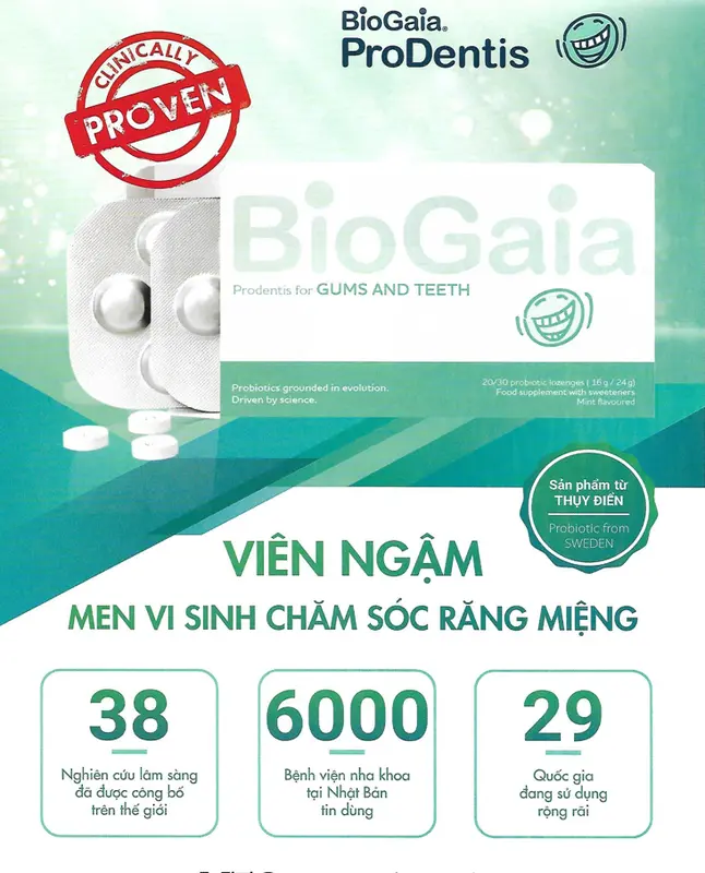 [MUA 1 TẶNG 1] HƠI THỞ SẠCH, HẾT HÔI MIỆNG với Viên ngậm men vi sinh BioGaia ProDentis, NK Thụy Điển, Hộp 30 Viên 2