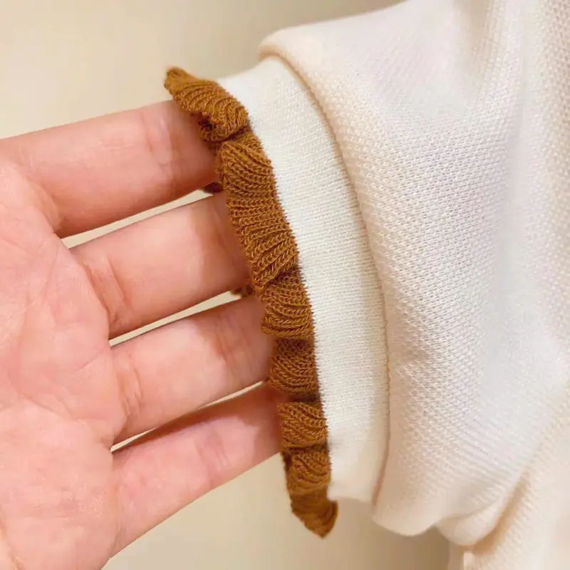 V023 - Váy Polo Thêu Gấu Dáng Xuông Cổ Viền Nâu Bé Gái (8-29kg) 4