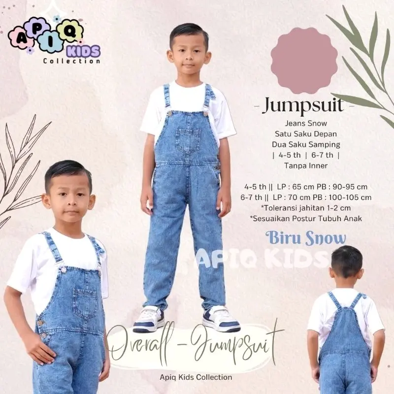 OVERALL JEANS ANAK 4-10 TAHUN - Jumpsuit Baju Kodok Anak Unisex 4
