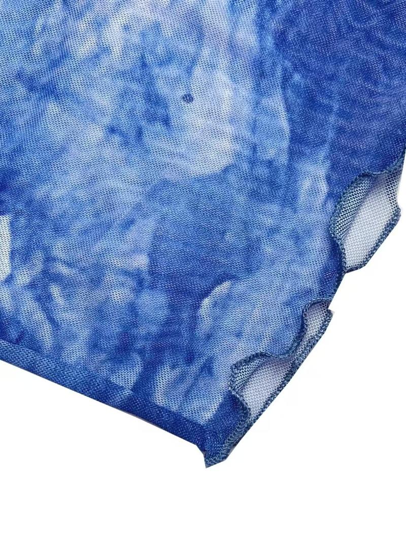 Product Introduction of Women's Tie Dye Print Bow Decor Crop Cami Top & Split Hem Tiered Layer Skirt Two-piece Set, Sexy Spaghetti Strap Crop Top & Ruffle Trim Skirt, Ladies Summer Clothes for Holiday Vacation Valentine's Day, gift 8