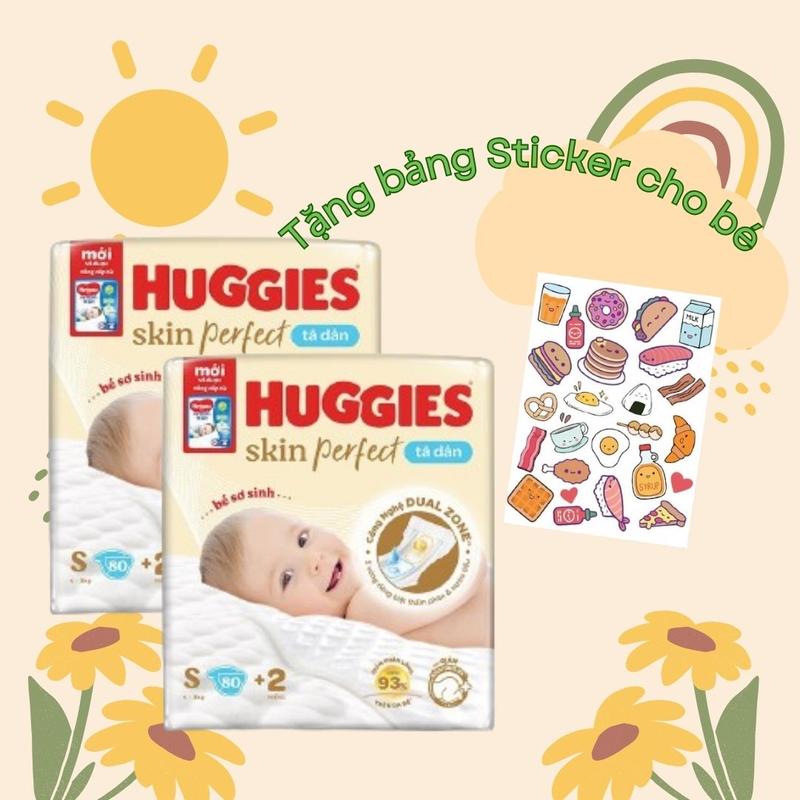 Tặng Sticker Combo 2 bịch Tã dán Huggies S80 M76 L68 XL62 XXL56 đủ size Bỉm Cho Bé Bỉm Quần Sandal