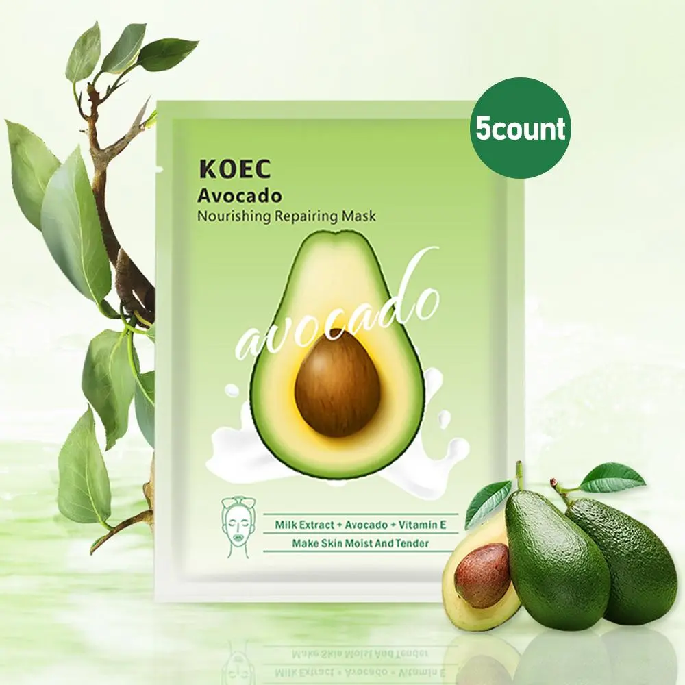 Fruit Facial Sheet Mask, 5 Counts Moisturizing & Soothing Facial Sheet Mask, Hydrating & Nourishing Facial Sheet Mask, Face Care Mask For Women & Men